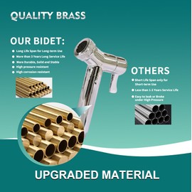 Brass Handheld Bidet Sprayer for Toilet, Jet Sprayer Set with Bidet Hose, Adjustable Water Pressure for Feminine Wash, Shower Toilet Bidet Attachment, Cloth Diaper Sprayer, Easy to Install