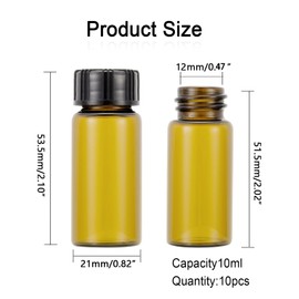 Newzoll 10ml Amber Glass Bottles for Essential Oils, Chemistry Lab Chemicals, Colognes & Perfumes (10 Pieces)