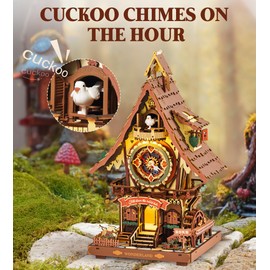 ROKR Cuckoo Clock Mechanical 3D Wooden Puzzle Kit for Adults, DIY Wooden Clock Model Building Set, Unique Home Decor Gift for Women Men