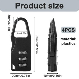 SGERUFZ 4 Piece 3 Digit Combination Padlock Combination Lock Weather Resistant Plastic for School Gym Lockers Warehouse Garage