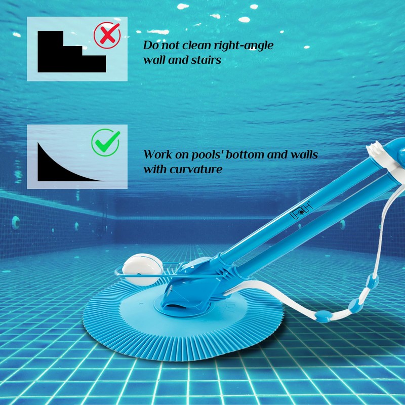 GODECOR Automatic Suction Pool Cleaner, Side Climbing Pool Cleaners with