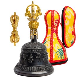 Large Tibetan Buddhist Meditation Alter Pray Singing Bell and Dorje Set - Himalayan Bazaar