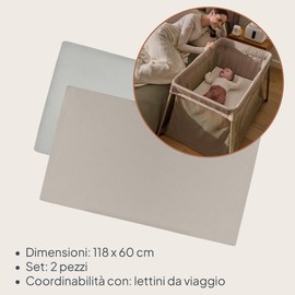 LIONELO Lenzuola con angoli per lettino neonato, Set da 2, 118x60 cm, Cotone di bambù naturale, Traspiranti, Ideali per materasso di lettino, lettino da viaggio/Campeggio o culla
