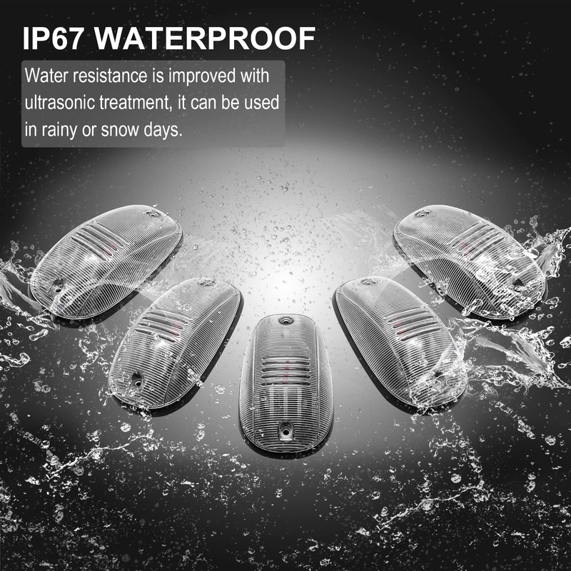 R&F Auto LED Cab Lights 5Pcs Clear Lens Cab Roof