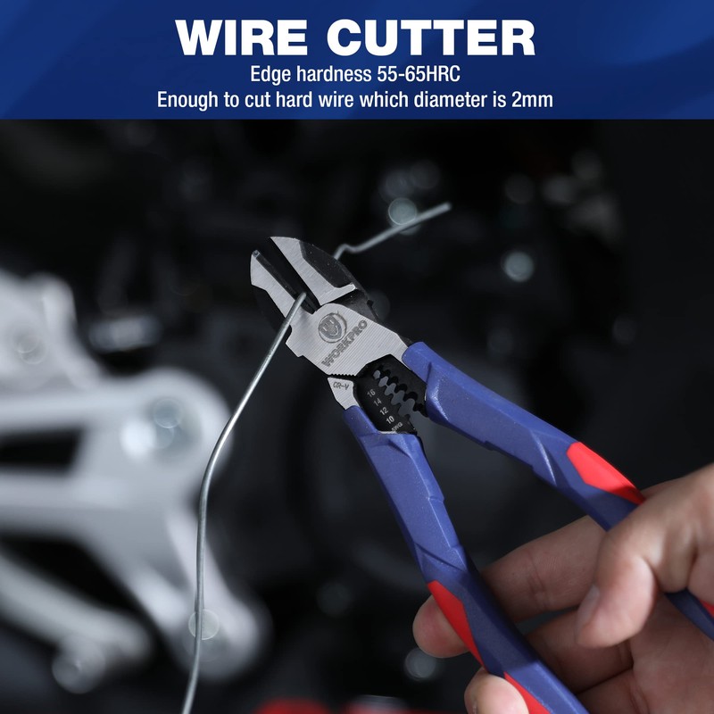 WORKPRO Diagonal Cutting Pliers with Wire Stripper, 7.5 inch Heavy