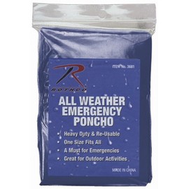 Rothco All Weather Emergency Poncho Hunting Equipment, Blue