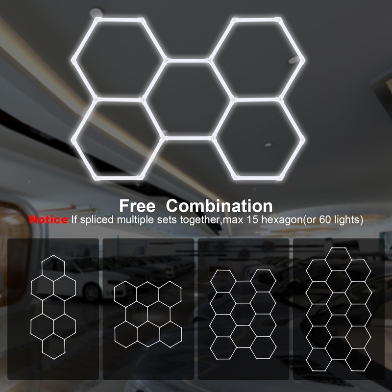 MODERN Hexagon Garage Lights，25 Pack 216W 25920LM High Brightness Hexagon