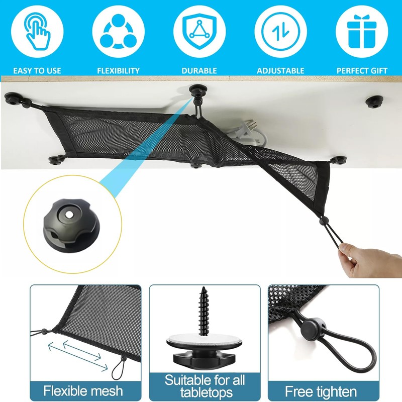 KUBDPQOR Under Desk Cable Management Tray, 128 PCS Under Table