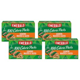 Emerald Nuts, Cashews Roasted & Salted, 100 Calorie Packs, 7 Ct, 4.34 Oz (Pack of 4)