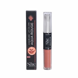 Aqua Rouge Matte Liquid Lipstick and Clear Lipgloss Duo by She Makeup (AR02 Snuggle)