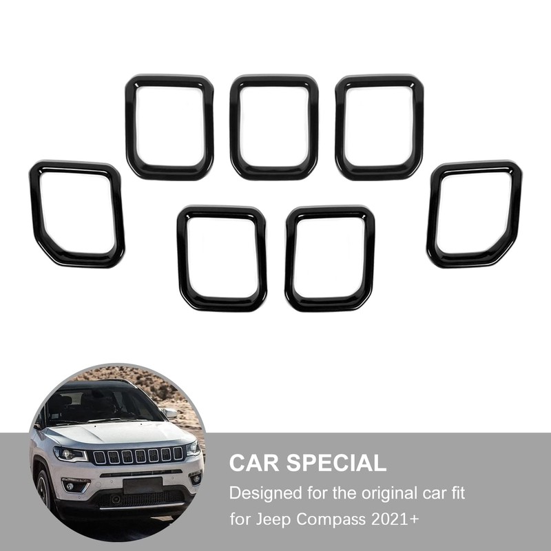 Jimen Compatible with Jeep Compass 2021-2023, 7PCS Front Grille Inserts