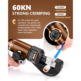 CHANHYD Hand Operated Hydraulic Crimping Tool Hydraulic Cable Lug Crimper 8 US TON 12 AWG to 00 (2/0) Electrical Terminal Cable Wire Tool Kit with 9 Die