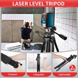 Laser Level Tripod Compatible with Bosch, Height Adjustable Laser Level Stand, 1/4"-20 Thread Mount, Collapsible Legs and Non-Skid Feet, Tripod Stand with Carrying Pouch, for Line and Point Lasers
