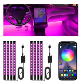 Winzwon Led Lights for Car Accessories Interior, Christmas Stocking Stuffers White Elephant Gifts for Men Women Adults, APP Control with USB Port Color Change Lights for Truck Decor 2 Pack