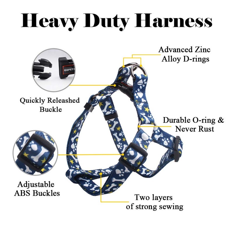 QQPETS Dog Harness Leash Set Adjustable Heavy Duty No Pull