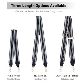 Purse Strap Replacement Crossbody, 1.5 in Wide Embroidered Canvas Shoulder Strap for Handbags & Purses, Adjustable Length, Off-White (Silver Hardware)