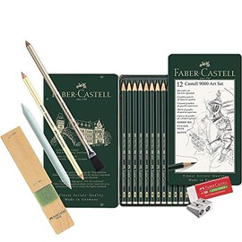 Faber-Castell 119065 – Pencil Castell 9000, Set of 12, Art Set, Contains 8B – 2H pencils