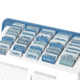 EssexWares – Blue Gray Lines Bible Tabs for Old and New Testament, 80 Large Print Tabs for Bible Study, Water-Resistant and Durable Bible Index Tabs for Women and Men - 1.7" Wide