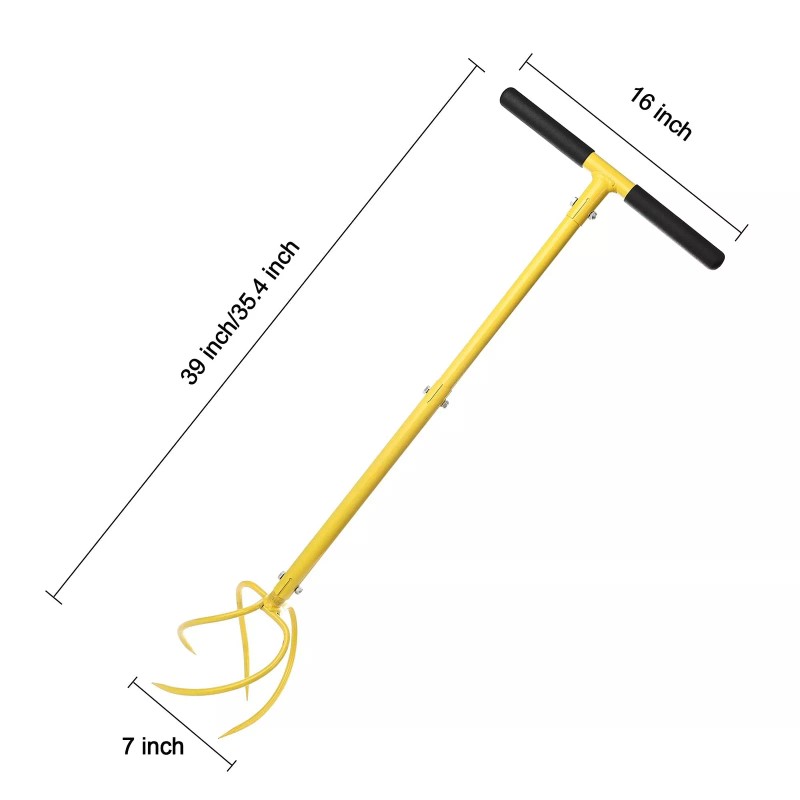 BARAYSTUS Height Adjustable hand tiller Garden Claw Twist Tiller Cultivator