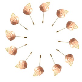 WeddingBobDIY 12 piezas / Juego de botonier para novio boda rosa de seda (3.5 cm) de flores, accesorios para graduación alfiler decoración para traje de hombre, Champán