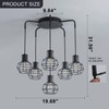 6-Light Pendant Light Fixtures, Industrial Farmhouse Hanging Lighting, Black Metal