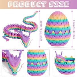 3D water lily Egg Articulating Gemstone Crystal Snake Figurine 3D Printed Dragons Crystal Dragon Fidget Toys Flexible Joints Mystery Dragon Action Figures Home Office Decor Macaron Color
