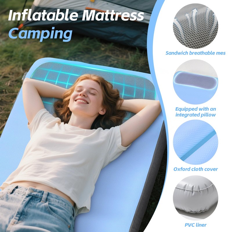 Sleeping Pad, 5.5" Thick Self Inflating Sleeping Pad with Electric
