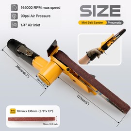 NuoDunco 3/4" x 20-1/2" Pneumatic Sander Air Belt Sander Set With 12Pcs Belts,40/60/80/120Grit,1/4" Air Inlet Mini Air Belt Grinder Air Tool For Aluminium, Iron, Steel Metal