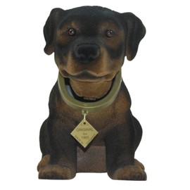 RAKSO Wobble Dog Rottweiler Wobble Figure H 17 cm Brown Large Decorative Figure with Bobble Head