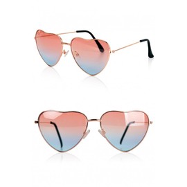 MIMIKRY Tinted Heart Glasses with Gradient Party Glasses Hearts Women Men JGA Festival Colour: Pink/Blue