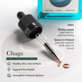 SUPEROOM Premium Chaga Mushroom Drops, 50ml Triple Ultrasonic Extract, Radiant Skin, Stronger Hair & Nails, Gut Health & Antioxidant Immune Support Mushroom Supplement