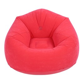 Inflatable Lounge Chair Flocking PVC Portable Folding Blow Up Sofa for Living Room Bedroom Balcony Office Travel Red