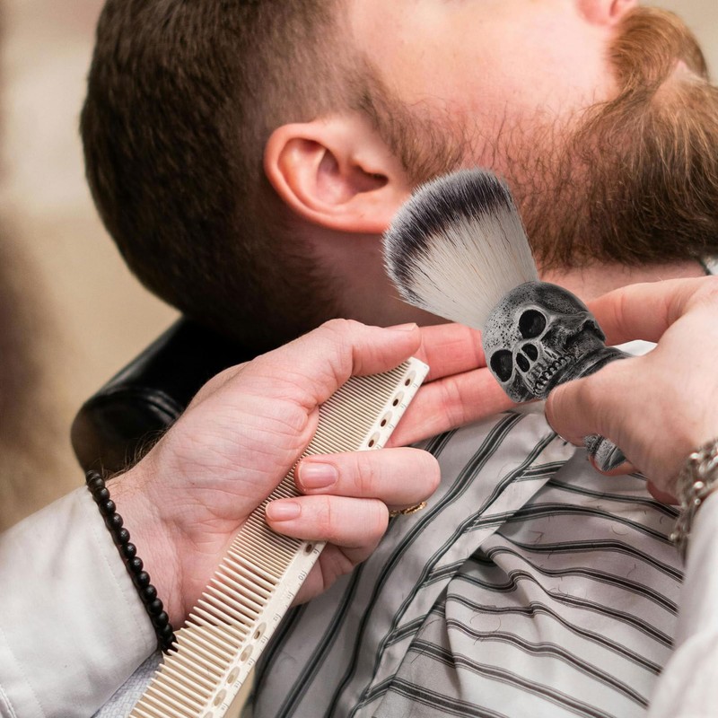 Healeved 1set Man Shaving Brush Kit Fiber Brush and Foaming
