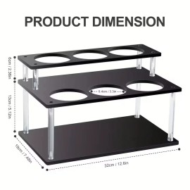1PC 2-Tier Acrylic Coffee Syrup Organizer Rack Heavy-Duty 6-Bottle Capacity Space-Saving Vertical Design Sturdy Base RoundedSize: 12.6inch, color: Black