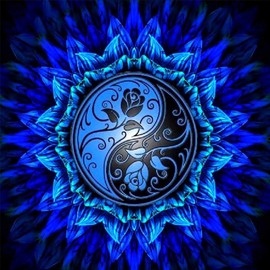 5D Diamond Painting Diamond Painting Pictures, Wowdecor Mandala Yin and Yang Blue Rose Full Set Large DIY Diamond Painting by Numbers