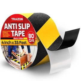 Grip Tape - Heavy Duty Anti Slip Tape for Stairs Outdoor/Indoor Waterproof 4Inch x 35Ft Safety Non Skid Roll for Stair Steps Ramp Traction Tread Staircases Grips Non Slip Strips Walk Black and Yellow