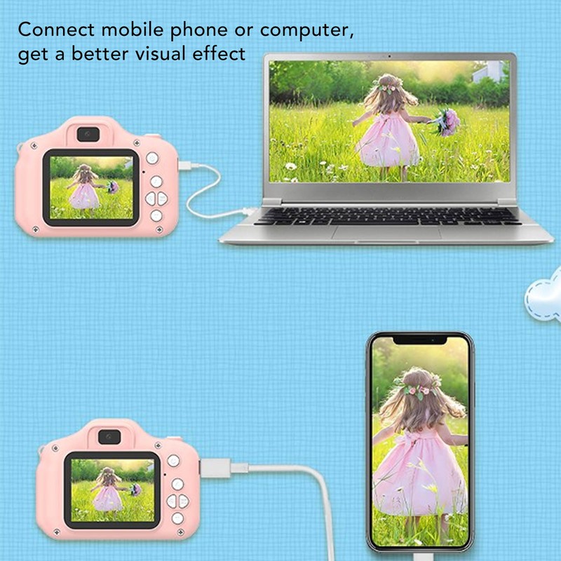 Kids Digital Camera with 32G Card Front Rear Lens 1080P
