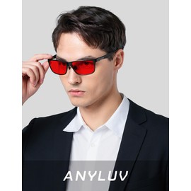 ANYLUV Blue Light Blocking Glasses Men Computer Gaming Glasses Lightweight Al-Mg Metal Anti Eyestrain Eye Protection