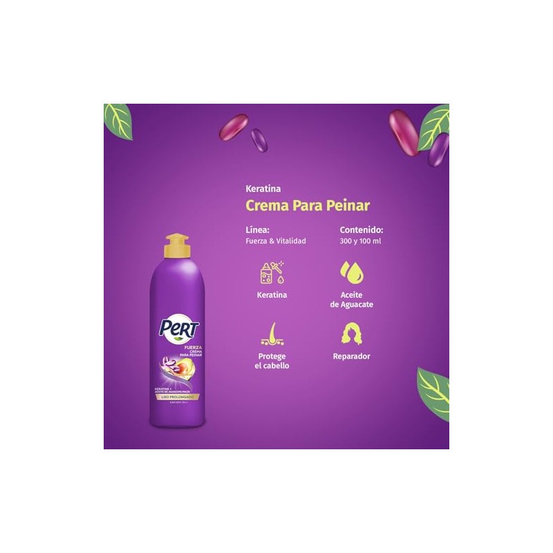 Pert - Crema para Peinar Keratina y Aguacate, 100 ml