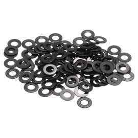 sourcing map 200 Pcs M3 Black Flat Washers, 7mm Outer Diameter, 304 Stainless Steel Metal Washer for Screws Bolts