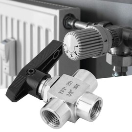 3-Way Ball Valve Made of 304 Stainless Steel, BSPP Internal Thread for Water, Gas, Oil, Fuel Line, Flow Control (BSPP 3/8 in)