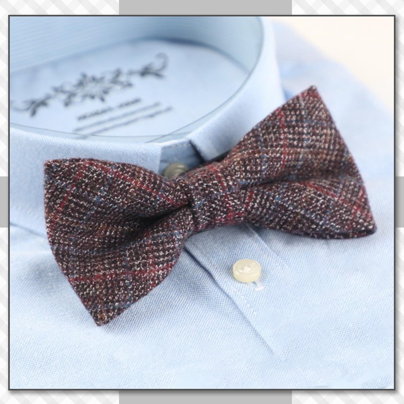Chrome Crane NR009 Men's Bowtie, Bowtie, Wool, Checked, Stylish, Business