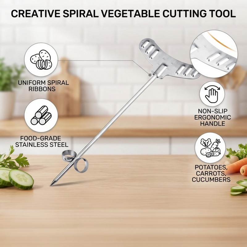 2pcs / Set Stainless Steel Vegetable Spiral Cutter Slicers Manual