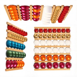 VOMELON K Cup Holder,Wooden Coffee Pod Holder,10 PCS Under Cabinets Wall Mounte Vertically/Horizontally,Coffee Pod Storage for Coffee Shop Desktop Office and Kitchen, Bamboo Wood