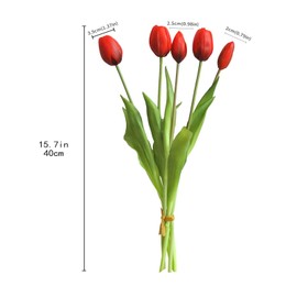 Aoivrb 10PCS Red Artificial Tulip Flower Real Touch Tulip Artificial Latex Tulip Flower Fake Bouquet Table Center Home Office Party Gift Wedding Birthday Garden Store Decoration (Red)