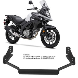 Akozon Motorcycle Phone Holder, Black Aluminium Alloy Bicycle Phone Holder, GPS Navigation Holder, Replacement of Front Bar Holder, Suitable for V-Strom DL650 DL1000 2014-2020