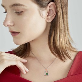 MEIDERBO May Birthstone Necklace 925 Sterling Silver Heart Rose Birthstone Pendant Necklaces I Love You Always and Forever Necklace Jewelry Gifts for Women