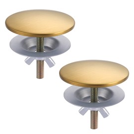 Kitchen Sink Hole Cover, 2 PCS Faucet Plate Stopper, Countertop Cap, Tap Blanking Metal Plug, Brushed Gold