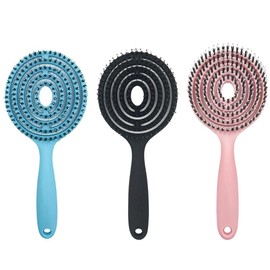 Detangling hair brush for children, boar bristles and nylon for gentle styling, all hair types, curls, waves, straight and frizzy hair, wet or dry hair (Black)
