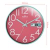 MPM Quality Design Wall Clock, Turquoise/Pink, Date Display, Precise Quartz